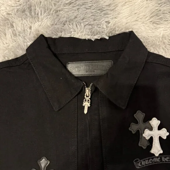 Chrome Hearts Black Cross Patchwork Jean Jacket Men’s Large - Picture 3 of 4